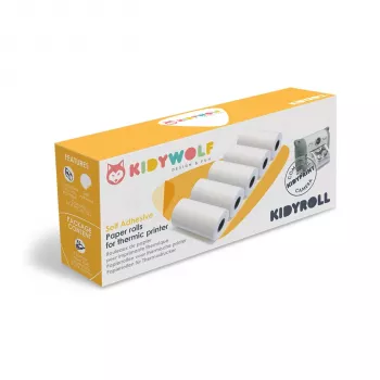 KIDYWOLF Self-Adhesive Thermal Paper Rolls 5 Pack - 57mm x 30mm White