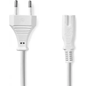 Nedis Power Cable - Euro Male to IEC-320-C7, 3.00 m, Straight, Flat, PVC, White