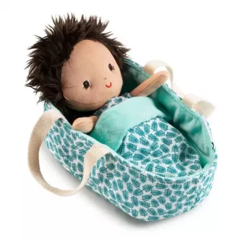 Lilliputiens Baby Doll in Basket with Outfit and Blanket Ari