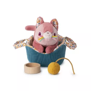Lilliputiens Jeanne the Cat Plush Toy Set with Basket and Accessories, 12m+