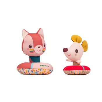 Lilliputiens Bath Toy Set Jeanne the Cat and Nina the Mouse 6m+