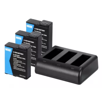 Newell Triple-Channel Charger SDC-USB-C and 3 BCX-204 Batteries for DJI Osmo Action