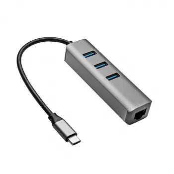 AKYGA AK-AD-66 USB-C Hub to 3x USB 3.0 with Gigabit Ethernet 15 cm