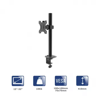 AKYGA AK-MB-03 Single Monitor Desk Mount, 10kg, VESA 75x75/100x100, 15-32 inch, Black
