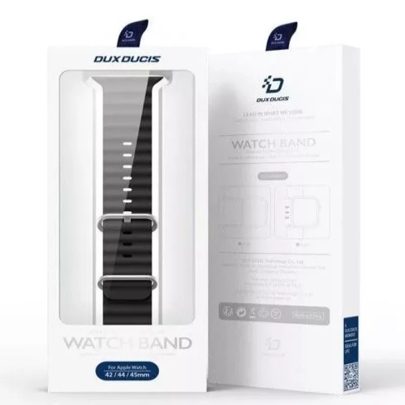 Dux Ducis Silicone Watch Strap for Apple Watch 8/7/6/5/4/3/2/SE (38/40/41mm) - Black
