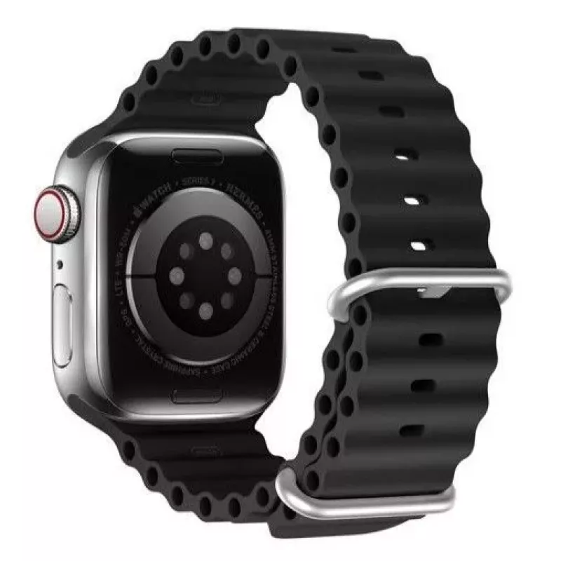 Dux Ducis Silicone Watch Strap for Apple Watch 8/7/6/5/4/3/2/SE (38/40/41mm) - Black