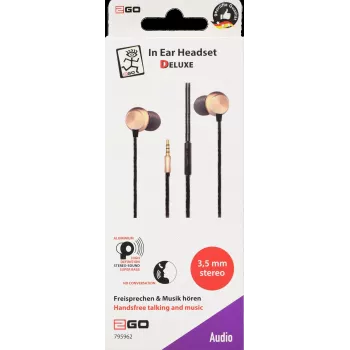 2GO 795962 Wired In-Ear Headset with Microphone - Gold