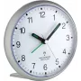 TFA 60.1506 Analog Alarm Clock - Grey - Silent Sweep Movement - Battery Powered