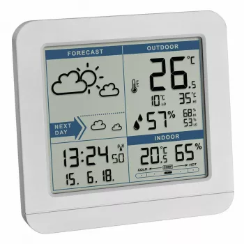 TFA Sky 35.1152.02 Wireless Weather Station with Color Display, 2-Day Forecast, Radio-Controlled Clock, White
