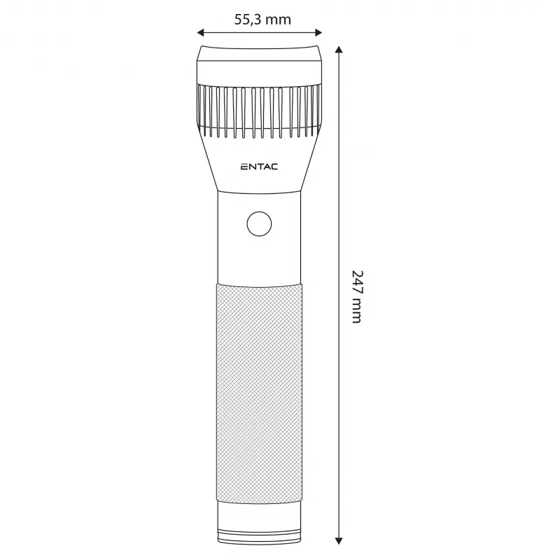 ENTAC EFL-2D-ALU 2D Aluminium Flashlight with Krypton Bulb, 20 Lumens, 60m Beam, IPX4, Silver