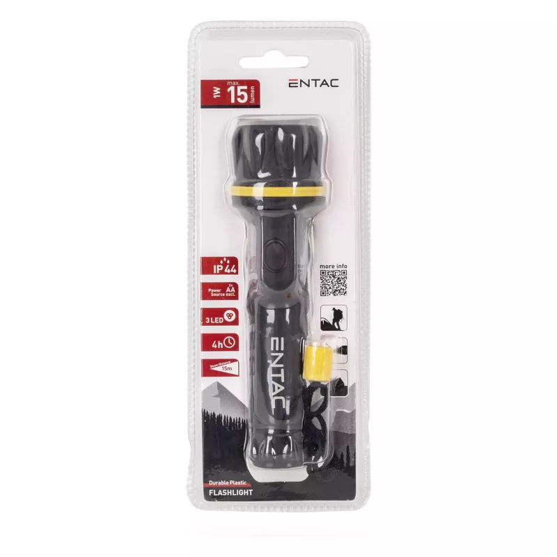 ENTAC EFL-2AA-PL LED Flashlight 2xAA ABS Plastic Black 30 Lumens