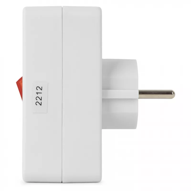 ENTAC Wall Socket Adapter 2x Euro 1x Schuko with Switch White