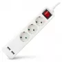 ENTAC Power Strip 3-Way with USB 1.5m Switch White