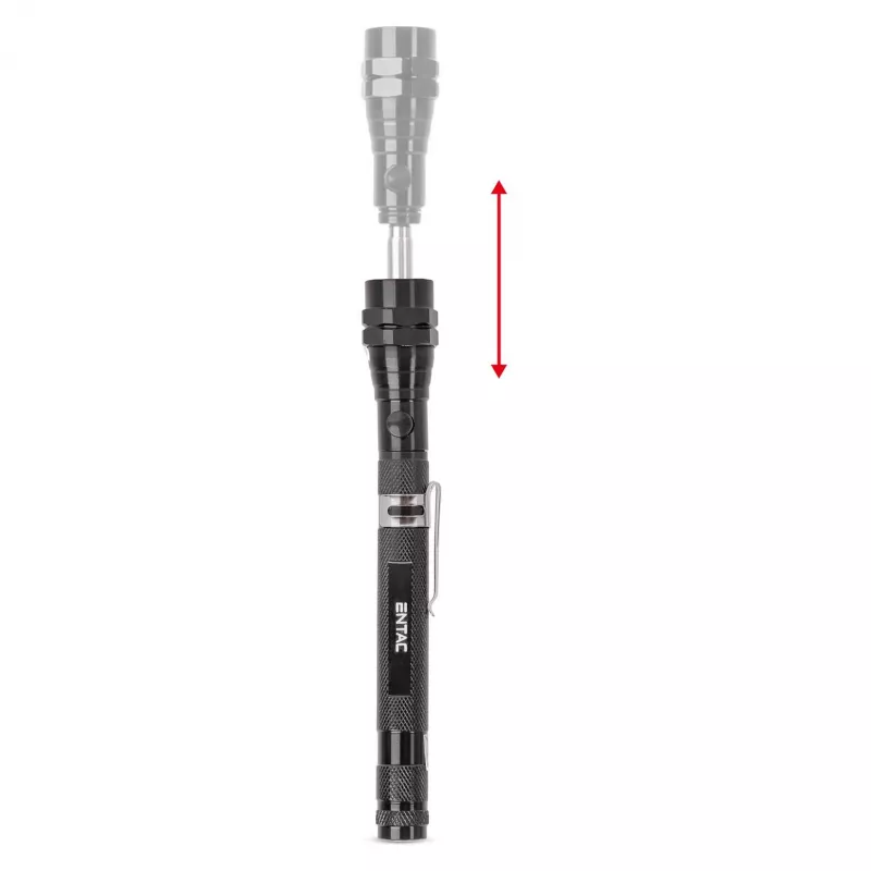 ENTAC EFL-1W-FLEX-ALU 1W LED Flashlight with Telescopic Neck, Aluminium, Black