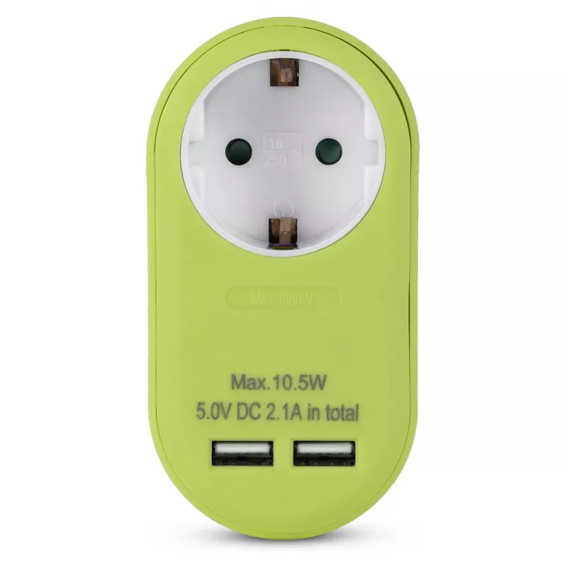 ENTAC Socket Adapter with 2x USB-A Lime