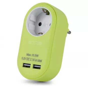 ENTAC Socket Adapter with 2x USB-A Lime
