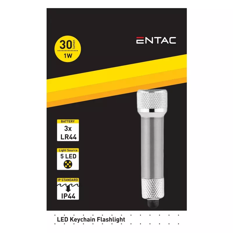 ENTAC 5 LED Keychain Flashlight Silver