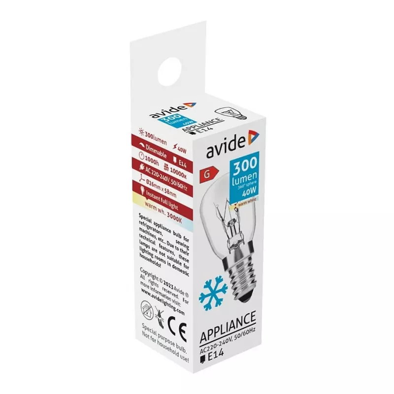 Avide Halogen Light Bulb 300lm 40W E14 Warm White 3000K - Candle C35