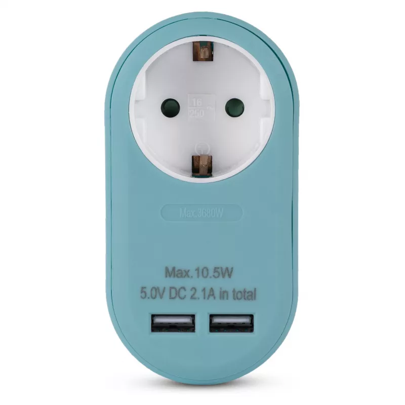 ENTAC Socket Adapter with 2x USB-A Blue