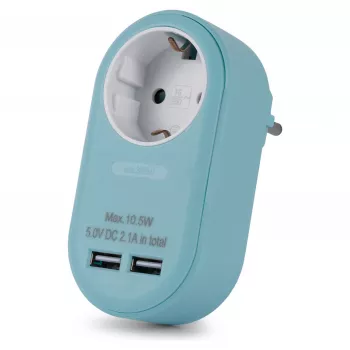 ENTAC Socket Adapter with 2x USB-A Blue