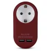 ENTAC Wall Plug Adapter with 2x USB-A Burgundy