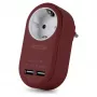 ENTAC Wall Plug Adapter with 2x USB-A Burgundy