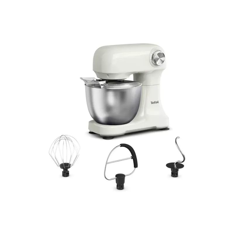 TEFAL QB140AF0 Bake Easy Stand Mixer, 500 W, 12 Speeds, 3.5 L Bowl, Beige