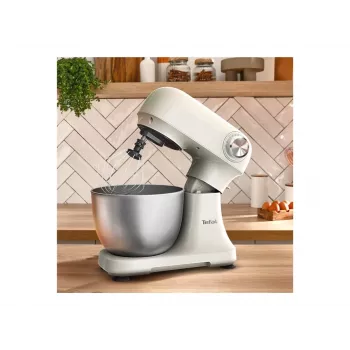 TEFAL QB140AF0 Bake Easy Stand Mixer, 500 W, 12 Speeds, 3.5 L Bowl, Beige