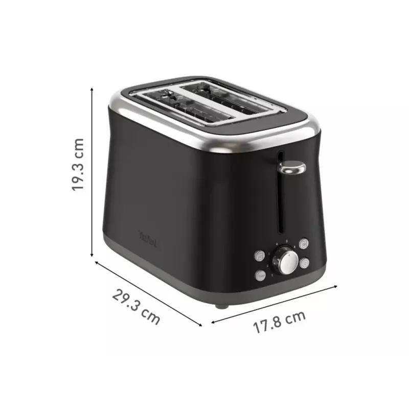 TEFAL Toaster TT7208E0 Collection Retro 850 W 2 Slots Stainless Steel Black