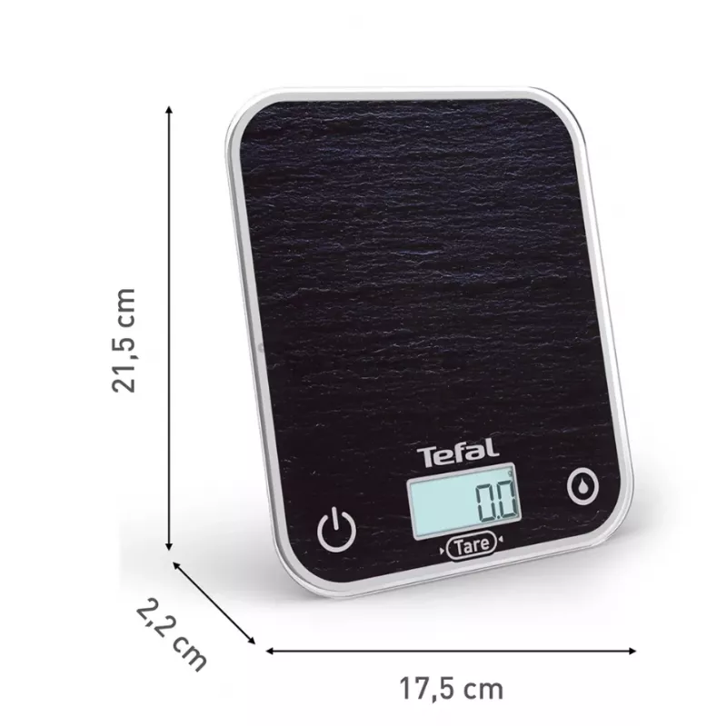 TEFAL Kitchen Scale BC50D2V0 Optiss - Digital LCD, 5 kg Capacity, Black