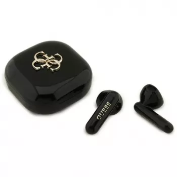 Guess 4G Metal Logo True Wireless Stereo Bluetooth Earbuds with Charging Case (Black)