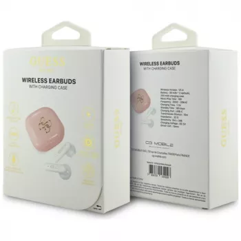 Guess 4G Metal Logo True Wireless Stereo Bluetooth 5.0 Earbuds with Charging Case - Pink