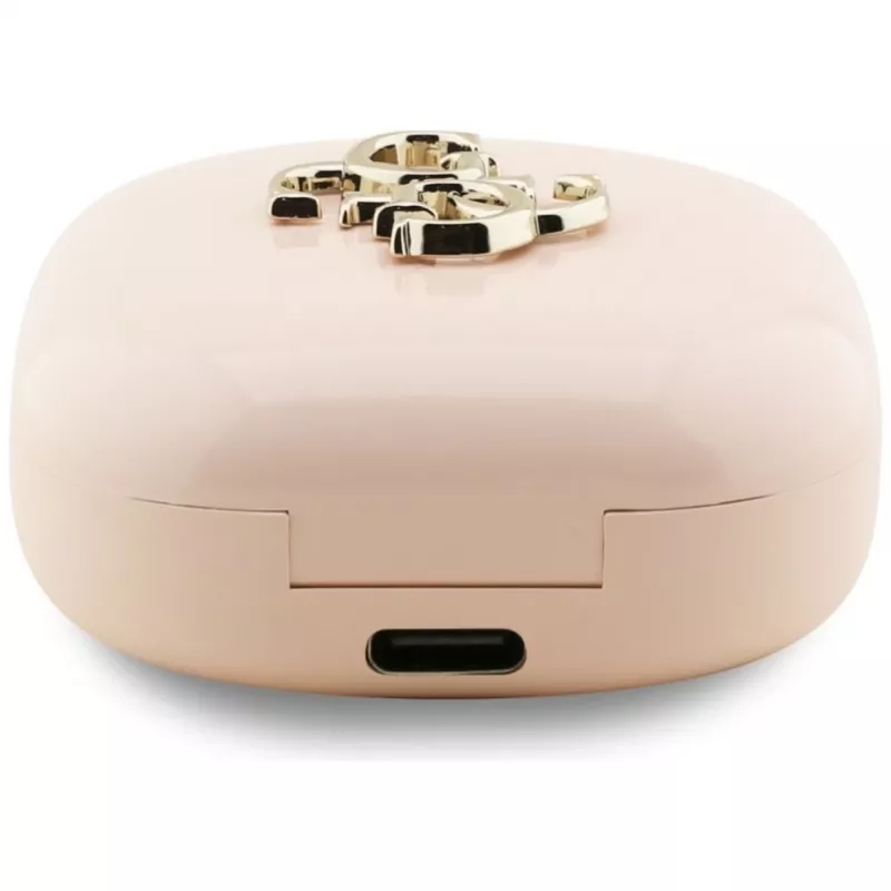 Guess 4G Metal Logo True Wireless Stereo Bluetooth 5.0 Earbuds with Charging Case - Pink