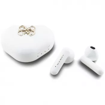Guess 4G Metal Logo True Wireless Stereo Bluetooth Earbuds with Charging Case (White)