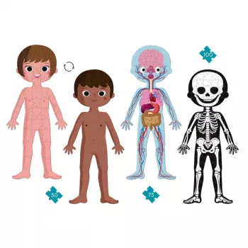 Janod Human Body 50, 75 and 100 Piece Educational Jigsaw Puzzle Set