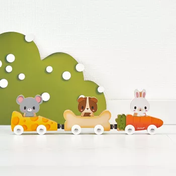 Janod Farma Magnetic Wooden Vehicles with Farm Animals