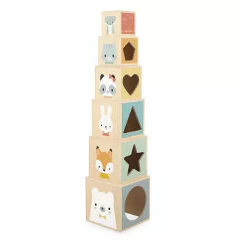 Janod Pure Stacking Pyramid Wooden Toy 6 Pieces 12m+