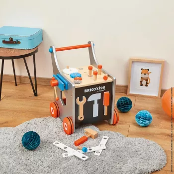 Janod Brico'Kids Magnetic Workbench Trolley with Tools - 24 Pieces