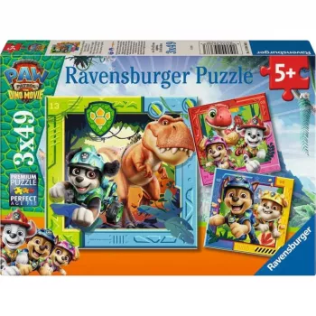RAVENSBURGER Children's Puzzle PAW Patrol 3 Dino Movie (3 x 49 Pieces)
