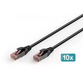 DIGITUS CAT 6 U-UTP Outdoor Patch Cable, Cu, PE, 0.5 m, Black, 10 Pieces
