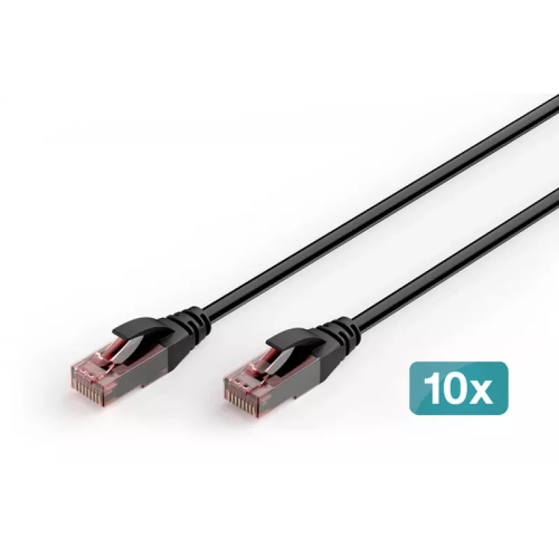DIGITUS CAT 6 U-UTP Outdoor Patch Cable, Cu, PE, 0.5 m, Black, 10 Pieces