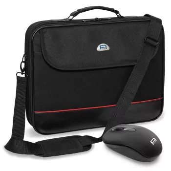 PEDEA TRENDLINE Notebook Bag 17.3 inch (43.9 cm) with Wired Optical Mouse Set Black