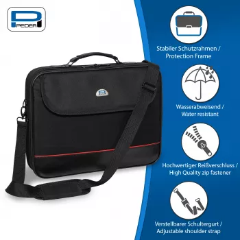 PEDEA TRENDLINE Notebook Bag 17.3 inch (43.9 cm) with Wired Optical Mouse Set Black