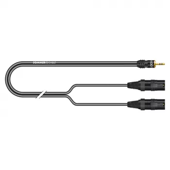 Sommer Cable SC-Onyx 2025 MKII Stereo Split Cable, 2 x 1 x 0.25 mm², 3.5 mm Stereo Mini-Jack Male to 2x XLR 3-Pin Male, HICON, Black, 5 m (ON9V-0500-SW)