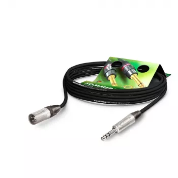 Sommer Cable Stage 22 Highflex Microphone Cable, 2 x 0.22 mm², XLR 3-Pin Male to 6.3 mm Stereo Jack Male, NEUTRIK, Black, 5 m (SGN4-0500-SW)