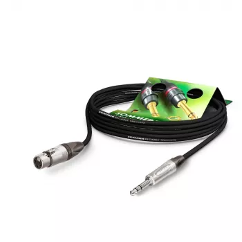 Sommer Cable Stage 22 Highflex Microphone Cable, 2 x 0.22 mm², XLR 3-Pin Female to 6.3 mm Stereo Jack Male, NEUTRIK, Black, 2.5 m (SGN5-0250-SW)