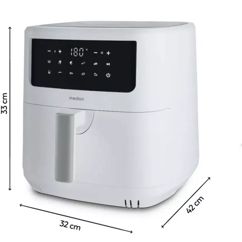 MEDION Air Fryer Life MD 11750 P10 XL (Matte White, 2150 W, 6.8 L Basket)