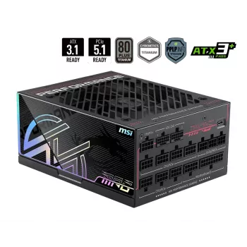 MSI MPG Ai1300TS PCIE5 1300W ATX 3.0 80 PLUS Gold Full Modular Power Supply, Black