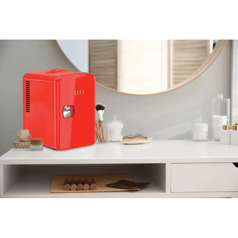 ELLE Home ESDAF101RDEU Mini Fridge 4L Red