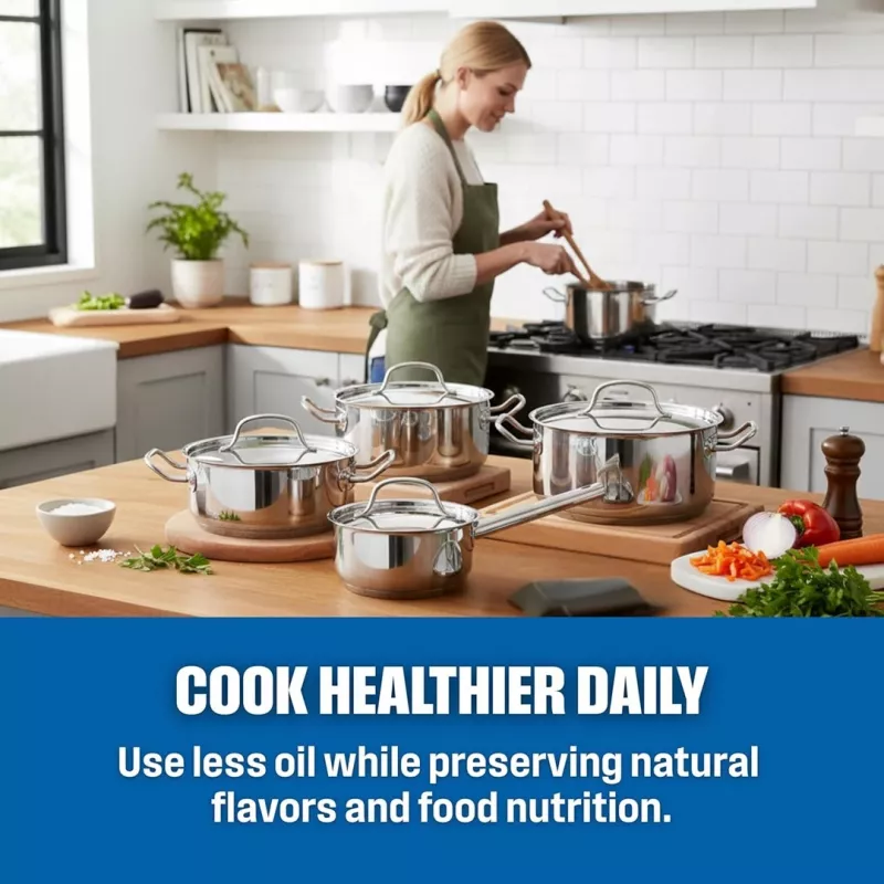 ELLE Home Stainless Steel 12-Piece Pot and Pan Set ECCS200412A